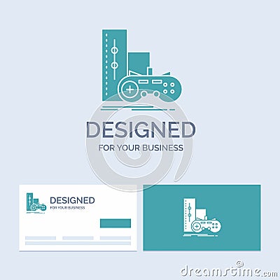 game, gamepad, joystick, play, playstation Business Logo Glyph Icon Symbol for your business. Turquoise Business Cards with Brand Vector Illustration