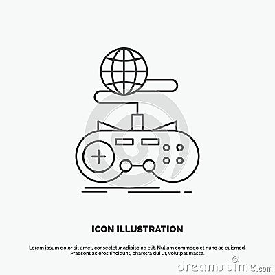 Game, gaming, internet, multiplayer, online Icon. Line vector gray symbol for UI and UX, website or mobile application Vector Illustration