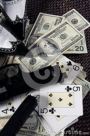 Game guns and dollars, clasic mafia gangster still Stock Photo