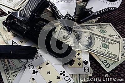 Game guns and dollars, clasic mafia gangster still Stock Photo