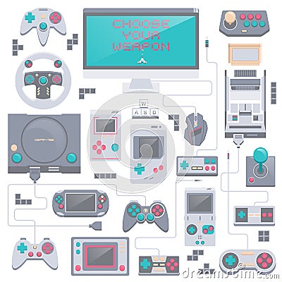 Video game icons set Vector Illustration