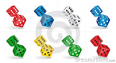 Game illustration. Six sided casino Dice isolated on white background. Gambling template Vector Illustration