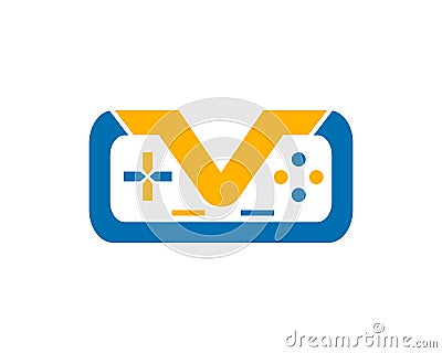 Game Joystick Or Device Controller Logo Vector Illustration