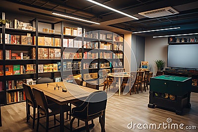 Game Library: Create a set of images that showcase a fun, eclectic game library. Generative AI Stock Photo