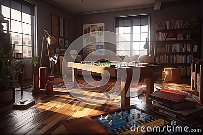Game Library: Create a set of images that showcase a fun, eclectic game library. Generative AI Stock Photo