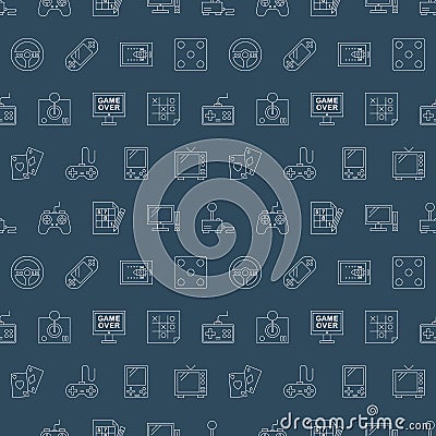 Game line icon pattern set Vector Illustration