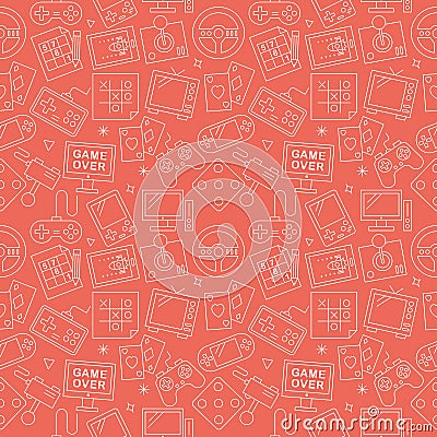 Game line icon pattern set Vector Illustration