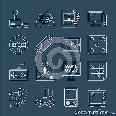 Game line icon set Vector Illustration