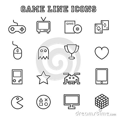 Game line icons Vector Illustration