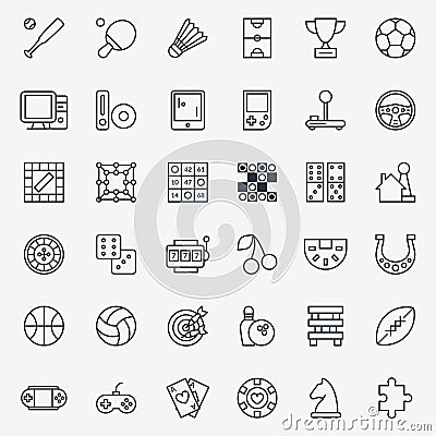 Game line icons vector set Vector Illustration