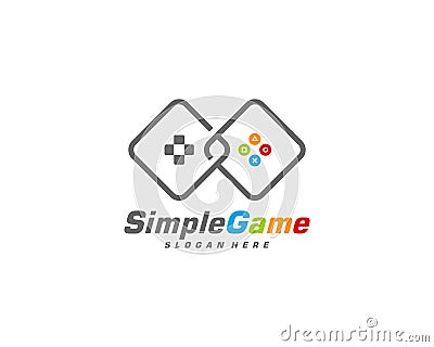 Game logo template vector. Joystick design Icon. Stylized joystick buttons. Creative design. Illustration Stock Photo