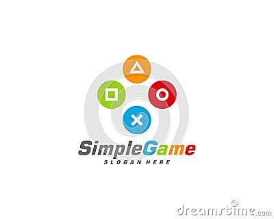 Game logo template vector. Joystick design Icon. Stylized joystick buttons. Creative design. Illustration Stock Photo