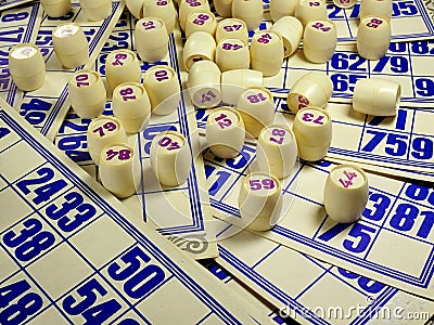 Game, lotto, cards, kegs Stock Photo