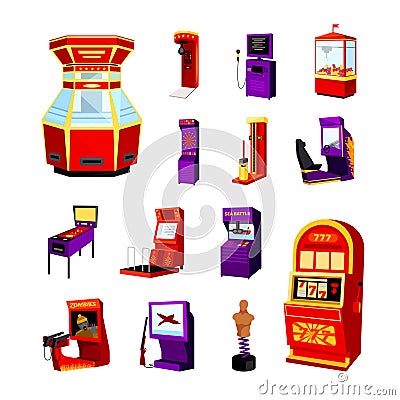 Game Machine Icons Set Vector Illustration