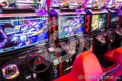 Game machines at the Hero city at the MBK Center, a shopping mall. Bangkok is one of the worlds top tourist destination cities. Editorial Stock Photo