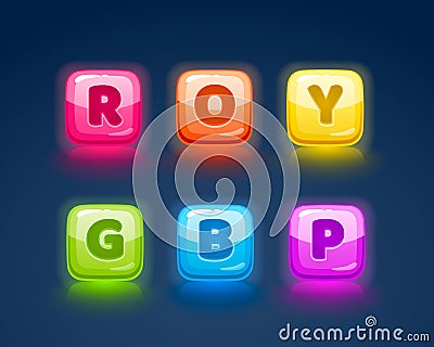 Game match icon. Square set in different colors. Vector Illustration