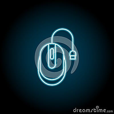 Game, mouse blue neon icon. Simple thin line, outline vector of esport icons for ui and ux, website or mobile application Stock Photo