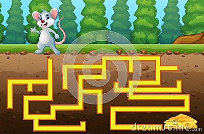 Game mouse maze find way to the cheese Vector Illustration