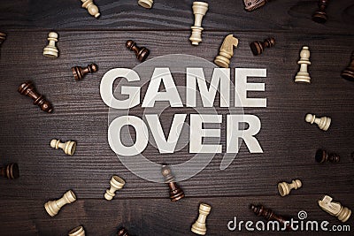 Game over concept on wooden background Stock Photo