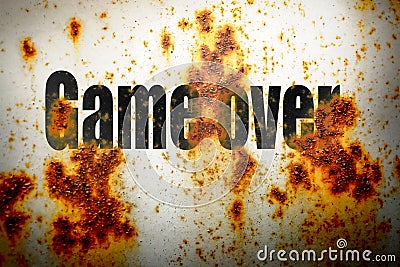 Game over on rusty piece of metal Stock Photo
