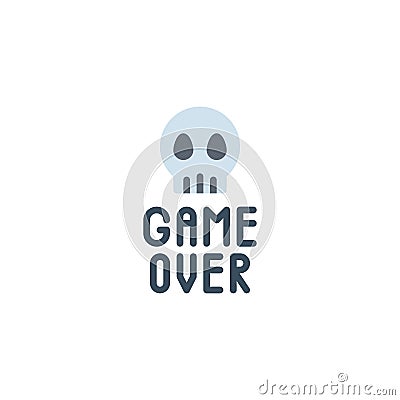 Game over skull flat icon Vector Illustration