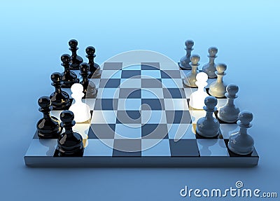 Game in a pawn. Business strategy. Cartoon Illustration