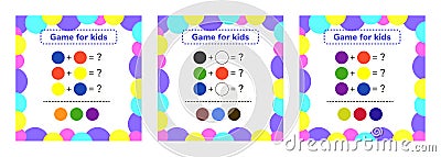 Game for preschool kids. rebus for children. find the right answer. color mixing. Vector Illustration