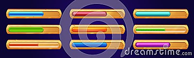 Game progress bars, cartoon vector ui elements set Vector Illustration