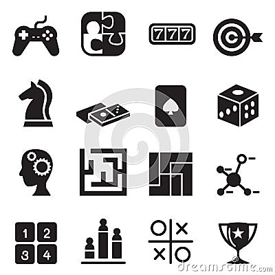 Game , puzzle, Dice, Maze, Jigsaw, slot machine icons Vector Illustration