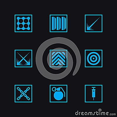 Game set weapon icons Vector Illustration