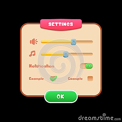 Game settings ui vector elements design Vector Illustration