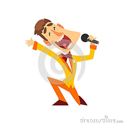 Game show host with microphone vector Illustration on a white background Vector Illustration