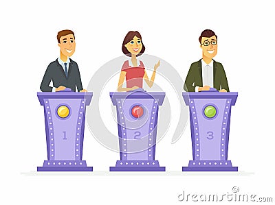 Game show players - cartoon people character isolated illustration Vector Illustration