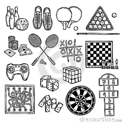 Game sketch icons Vector Illustration