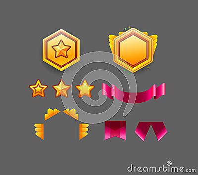 Game star vector constructor. Collection icon design for game, ui, banner, design for app, interface, gui development Vector Illustration