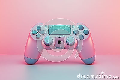 Game stick, Game controller on pink background. Video game console portable, Game concept Stock Photo