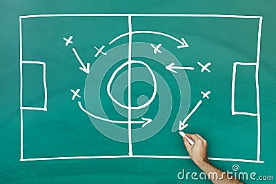 Game strategy on blackboard Stock Photo