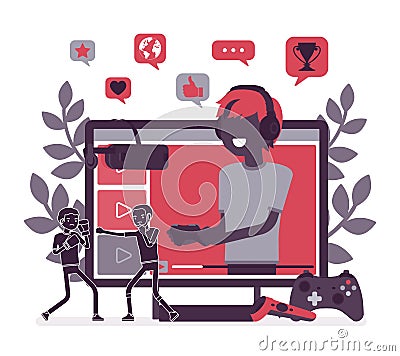 Game streamer boy Vector Illustration