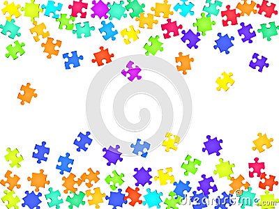 Game teaser jigsaw puzzle rainbow colors parts Vector Illustration