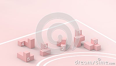 Game of the Tetris and business Concept on pastel Pink background Stock Photo