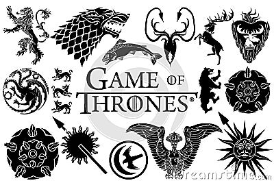 Game of Thrones - House Sigils set - vector collection Vector Illustration