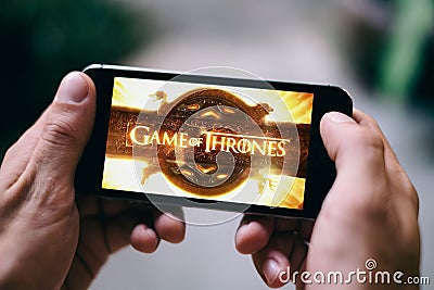 Game of Thrones tv series logo or icon is displayed on smartphone screen Editorial Stock Photo