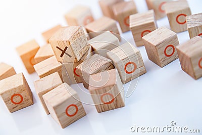 Game of Tic Tac Toe on table Stock Photo