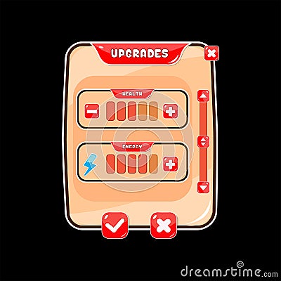 Game upgrades ui vector elements Stock Photo