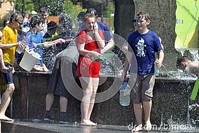 The game Water Fight Editorial Stock Photo