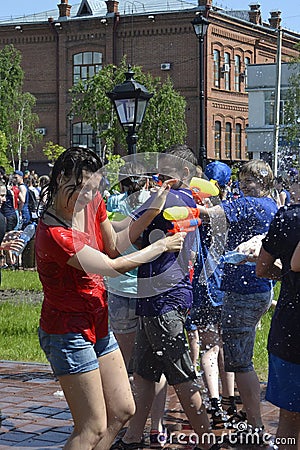 The game Water Fight Editorial Stock Photo