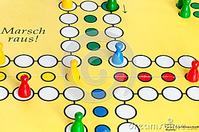 Gameboard of Marsch Raus ! board game close up Editorial Stock Photo