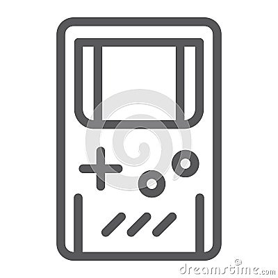 Gameboy line icon, leisure and play, game console sign, vector graphics, a linear pattern on a white background. Vector Illustration