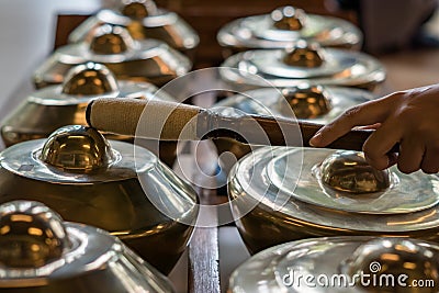 Gamelan, traditional music instruments in Indonesia Stock Photo