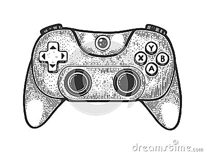 Gamepad controller sketch engraving vector Vector Illustration